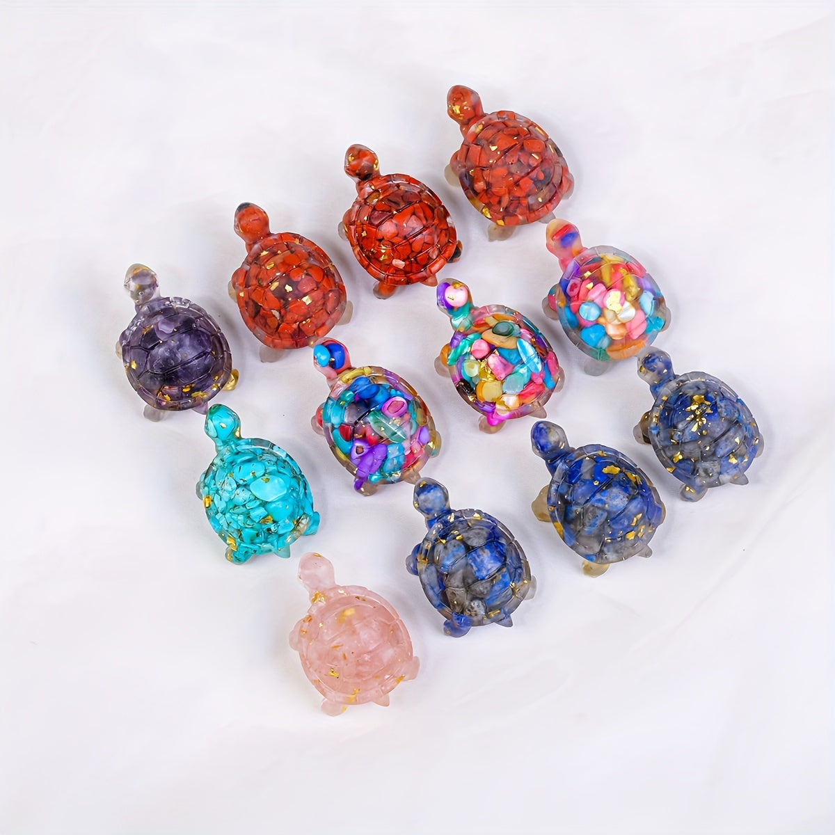 1pc, Natural Crystal Gravel Stone Resin Wrapped Small Turtle - Desktop Decoration Home Decoration, Chakra Meditation Gifts