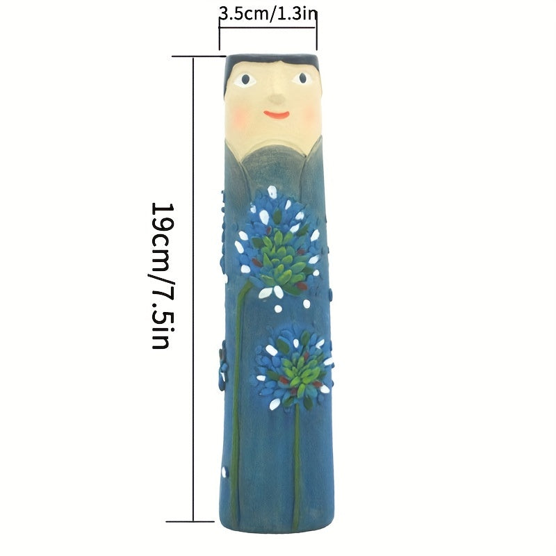 1pc Resin Spring Family Bud Vase, Bohemian Character Vase for Shelf Decor, Bathroom, Bedroom, Home Office, Wife Gift