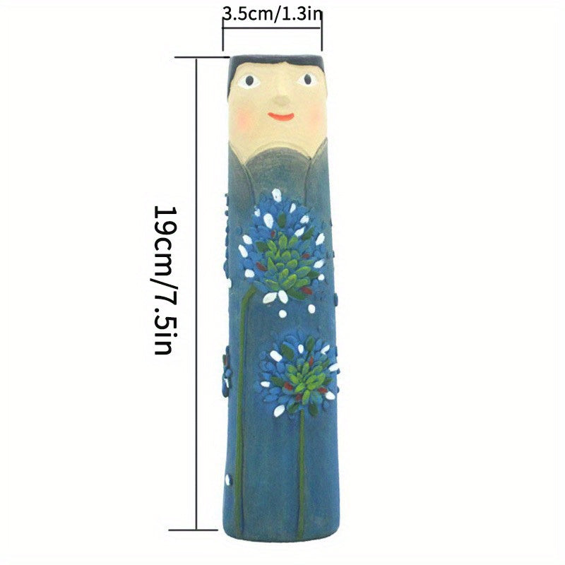 1pc Resin Spring Family Bud Vase, Bohemian Character Vase for Shelf Decor, Bathroom, Bedroom, Home Office, Wife Gift