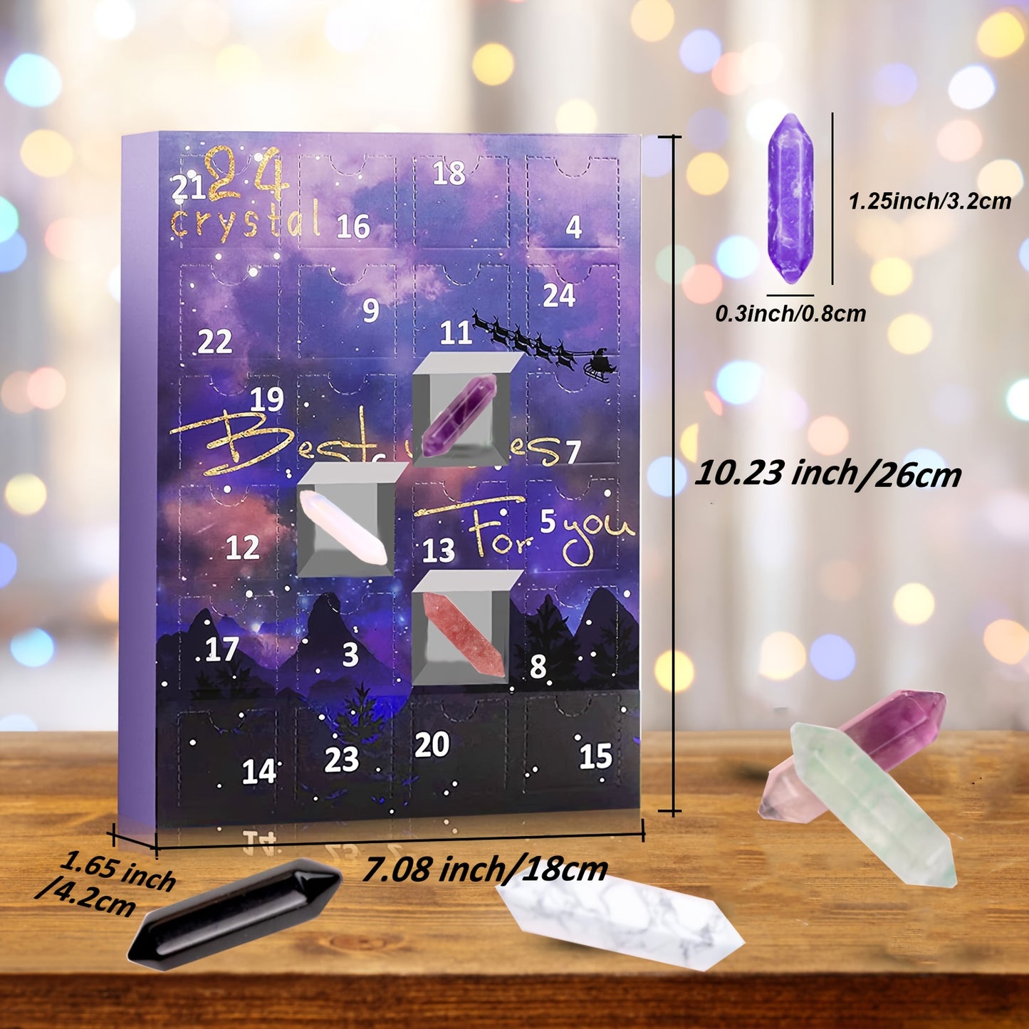 Advent Calendar 2023-24 Days of Crystals and Stones Kit with Crystal Necklace Holder, Magnifier, and Storage Bag - Christmas Countdown Gifts for Girls Boys Kids Adults and Teenagers