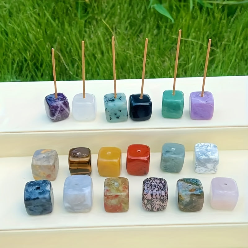 1pc Natural Crystal Incense Holder, Rose Quartz Amethyst Incense Burner Frame, Square Incense Burner Frame, Natural Stone Craftsmanship Accessories, Mini Incense Burner Frame, Room Decoration, Bedroom Accessories, Household A