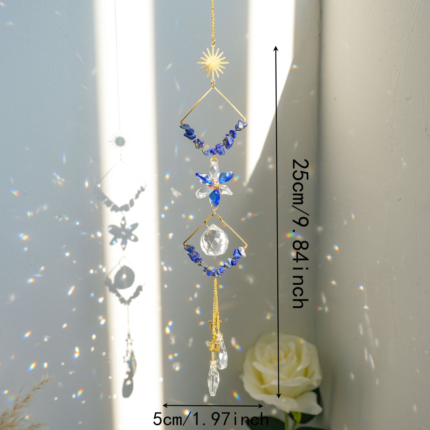 1pc Crystals Suncatcher Checkered Wind Chimes Crystal Ball Rainbow Maker Prisms For Indoor Window Car Charm Garden Outdoor Decor