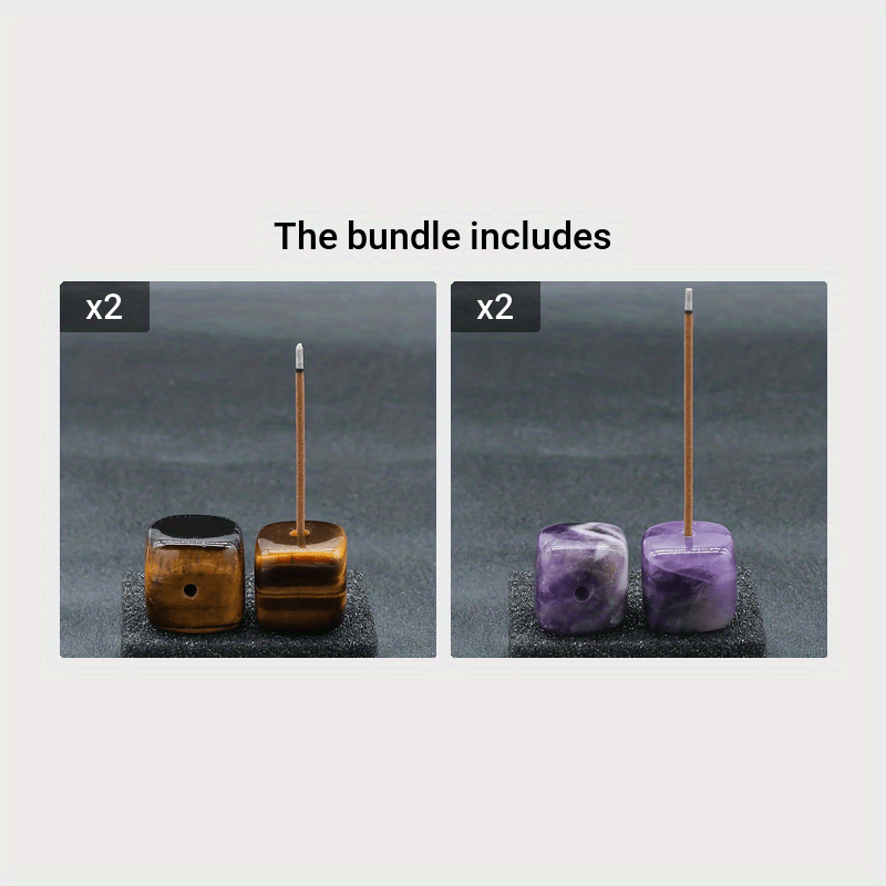 1pc Natural Crystal Incense Holder, Rose Quartz Amethyst Incense Burner Frame, Square Incense Burner Frame, Natural Stone Craftsmanship Accessories, Mini Incense Burner Frame, Room Decoration, Bedroom Accessories, Household A
