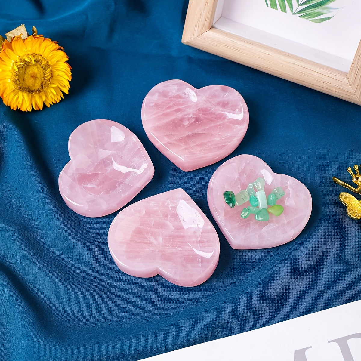 Runyangshi Pink Rose Quartz Heart-Shaped Crystal Bowl - Polished Natural Stone, Perfect for Home & Office Decor, Ideal Gift for Christmas, Mother's Day, Valentine's
