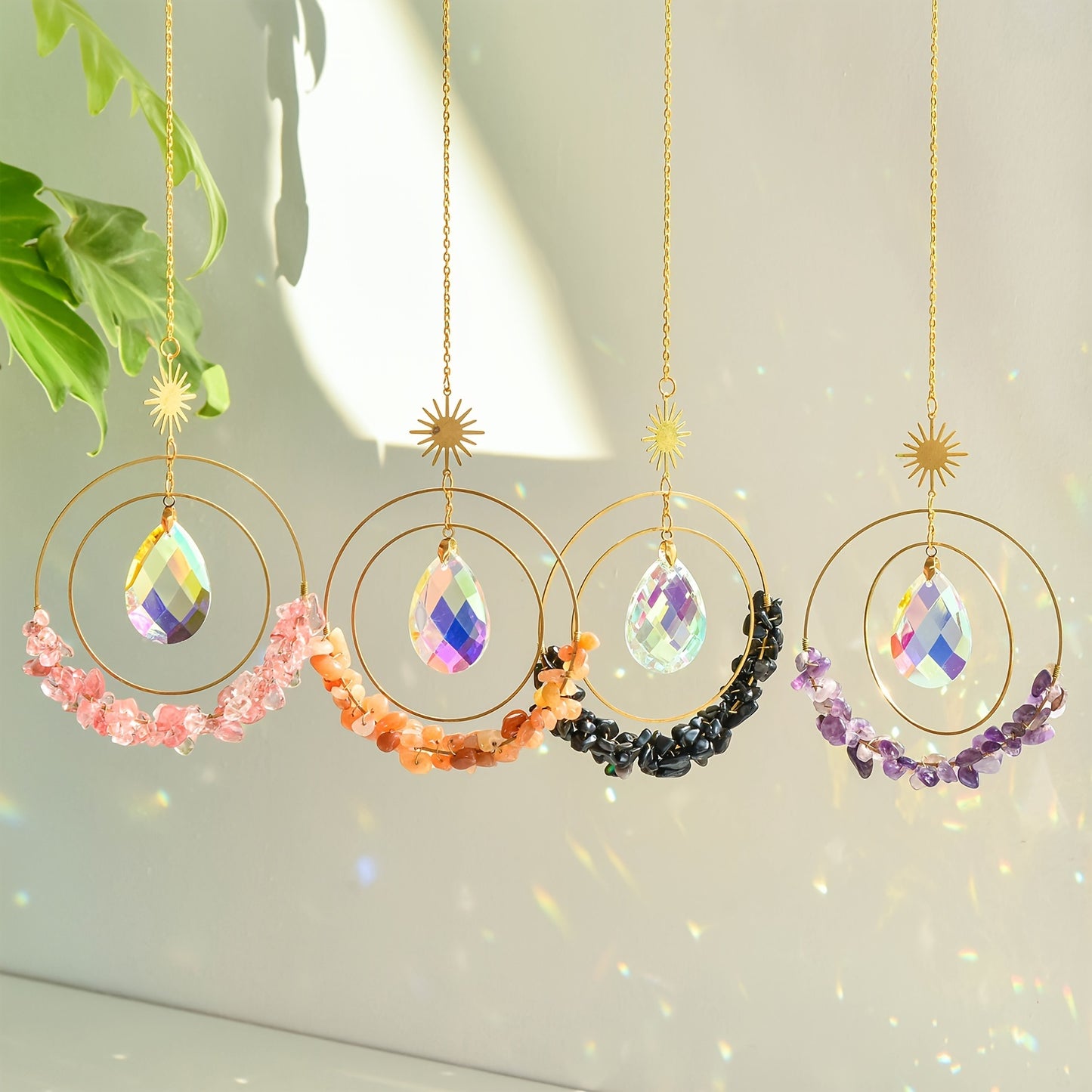 UNICI Amethyst Crystal Sun Catcher - Bohemian Style Window Hanging with Glass Prism, Rainbow Light Reflector for Home & Garden Decor, Perfect Gift for Mother's Day, Valentine's, Housewarming