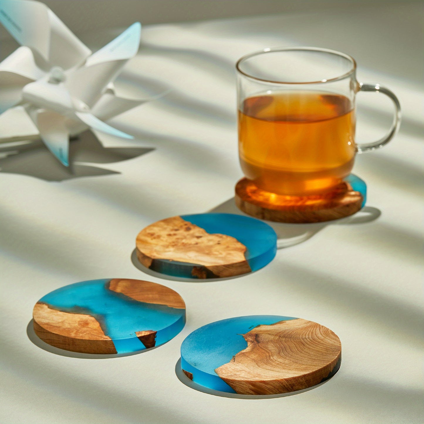 4pcs, Round Coaster, Wooden Coasters, Bar Coaster For Drinks, Heat Insulation Mat, Modern Coasters For Bar Kitchen Home Apartment, Housewarming Gift, Birthday Gift, Stylish Home Decor