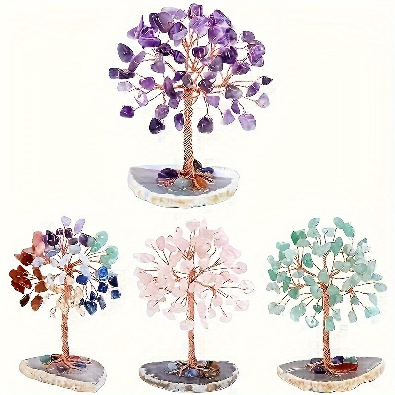1pc 7 Chakra Crystal Tree - Natural Reiki Gemstone for Home & Office Decor, Energy Balancing, and Prosperity Attraction