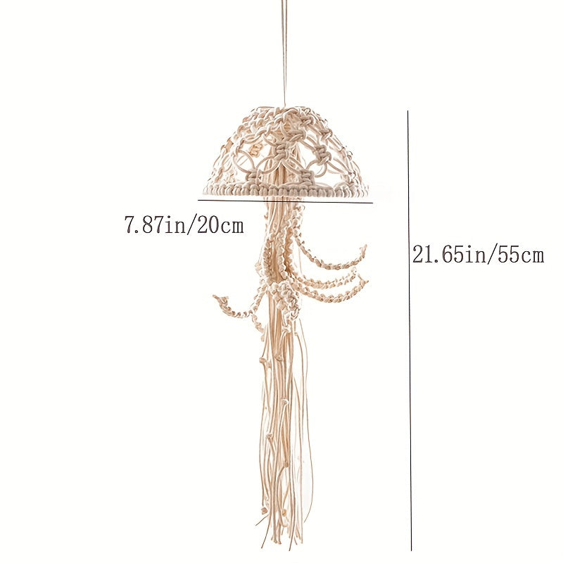 1pc Handmade Nordic Cotton Rope Jellyfish Tapestry for Home Decor - Soft and Durable Hanging for Living Room and Bedroom