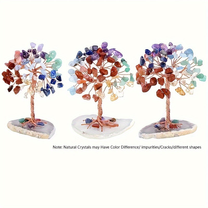1pc 7 Chakra Crystal Tree - Natural Reiki Gemstone for Home & Office Decor, Energy Balancing, and Prosperity Attraction