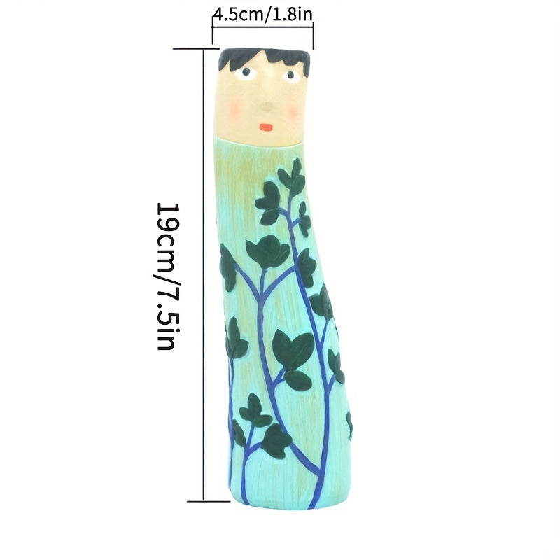 1pc Resin Spring Family Bud Vase, Bohemian Character Vase for Shelf Decor, Bathroom, Bedroom, Home Office, Wife Gift