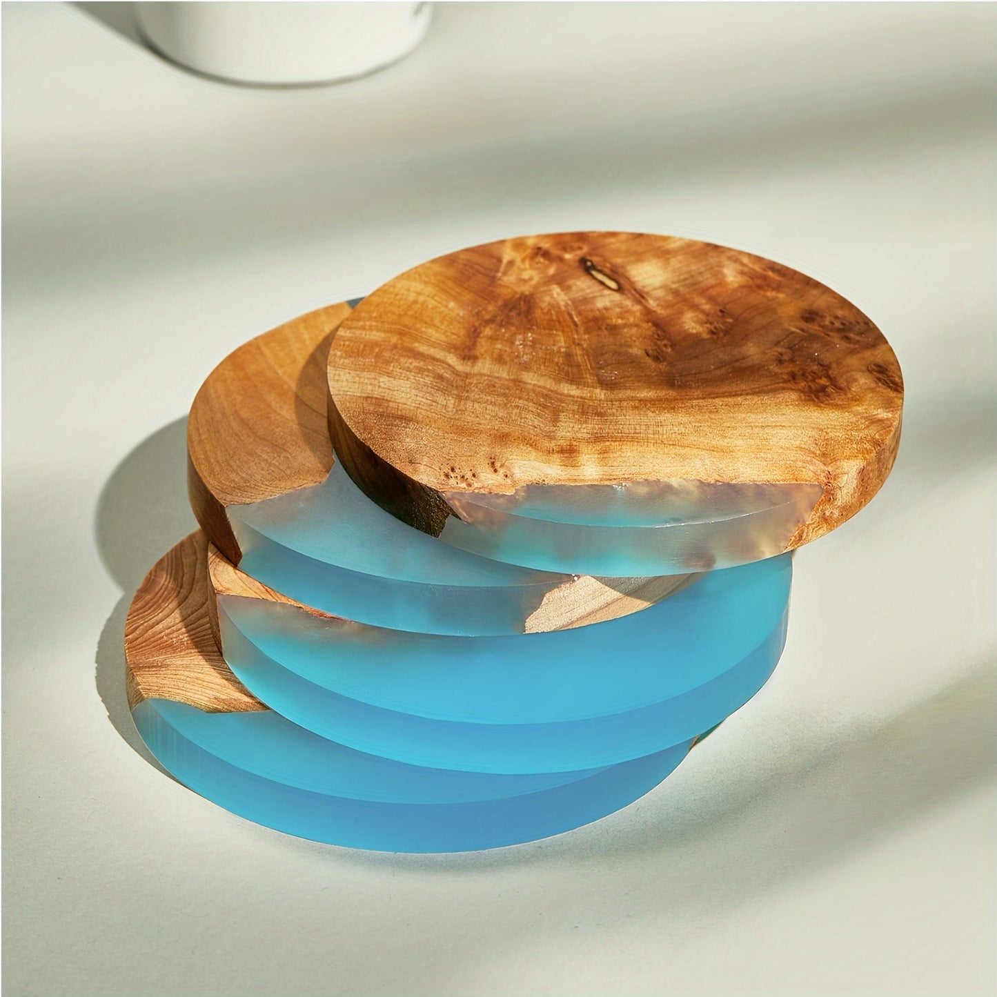 4pcs, Round Coaster, Wooden Coasters, Bar Coaster For Drinks, Heat Insulation Mat, Modern Coasters For Bar Kitchen Home Apartment, Housewarming Gift, Birthday Gift, Stylish Home Decor