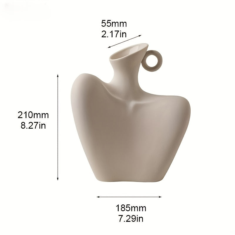 Unique Collarbone Statue Vase - Modern Abstract Ceramic Art for Minimalist Home Decor, Living Room Centerpieces, Rustic Farmhouse Table Decoration, and Room Decor - Perfect Eid Al-Adha Mubarak Gift Idea