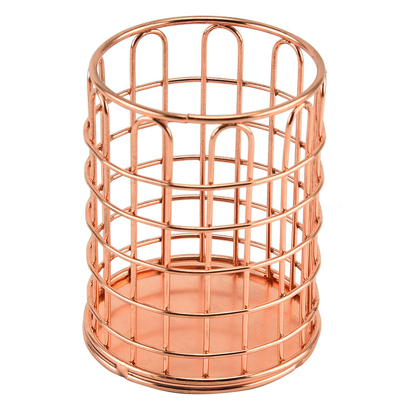 Upgrade Your Desk with This Stylish Golden Metal Pen Holder - Perfect for Home & Office Organization!