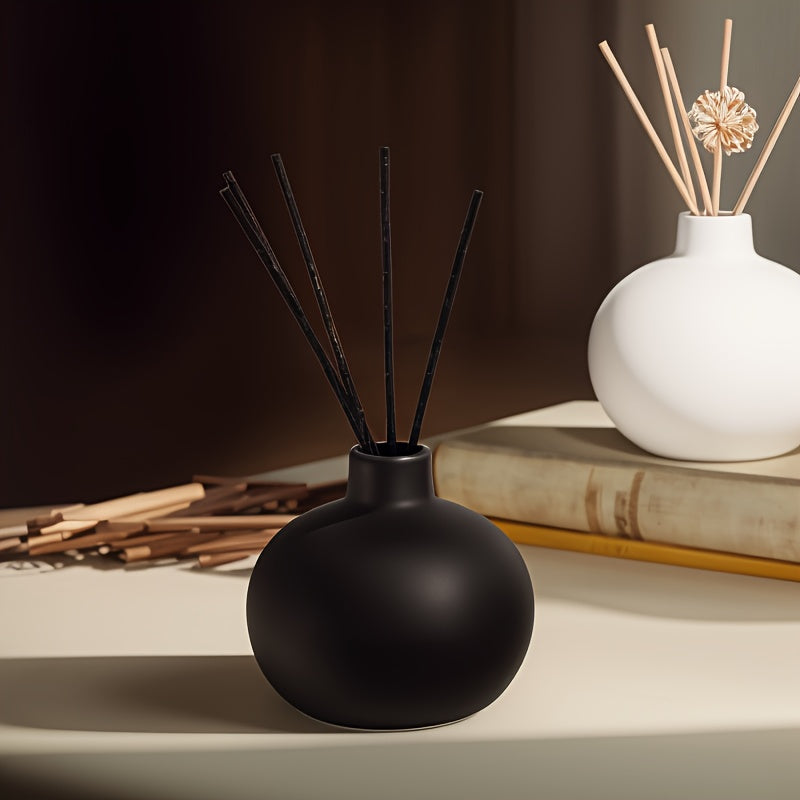 1pc Ceramic Fragrance Reed Diffuser Bottle Ceramic Vase Round Diffuser Jar 8.99cm Fragrance Accessories Use for DIY Replacement