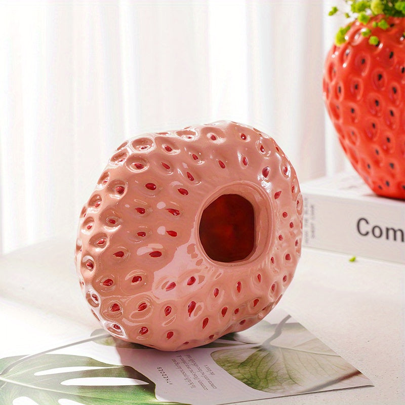 1pc, Handcrafted Resin Strawberry Vase - Perfect for Home Decor, Weddings, and More!