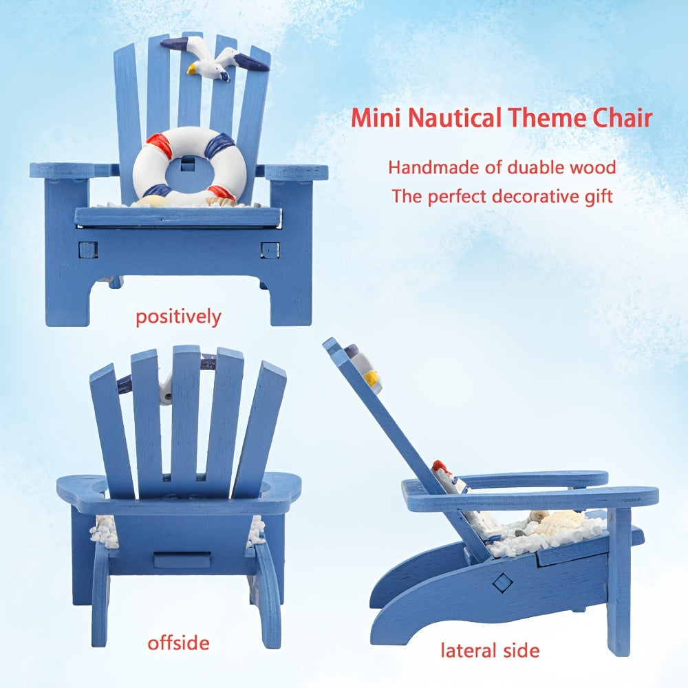 1pc, Wooden Handmade Mini Chair Ornament Beach Decor Nautical Decoration For Bathroom Bedroom Decor Home Decor Article Home Office Desk