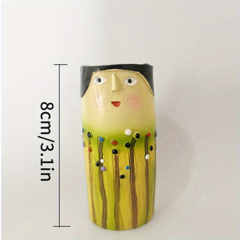1pc Resin Spring Family Bud Vase, Bohemian Character Vase for Shelf Decor, Bathroom, Bedroom, Home Office, Wife Gift