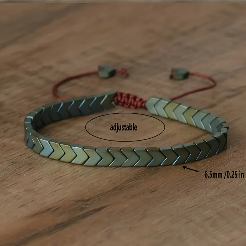 1pc Vintage Elegant Wooden 7 Chakra Healing Rock Bracelet for Women - Adjustable Reiki Yoga Beads, Daily & Party Wear, All-Season Accessory