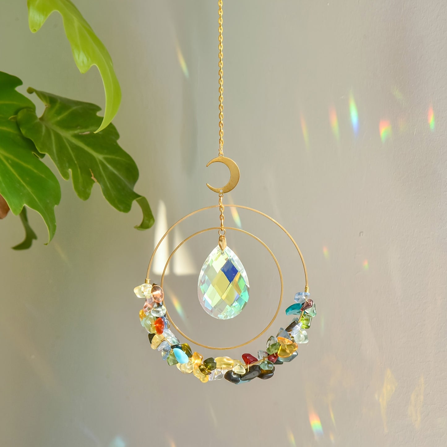 UNICI Amethyst Crystal Sun Catcher - Bohemian Style Window Hanging with Glass Prism, Rainbow Light Reflector for Home & Garden Decor, Perfect Gift for Mother's Day, Valentine's, Housewarming