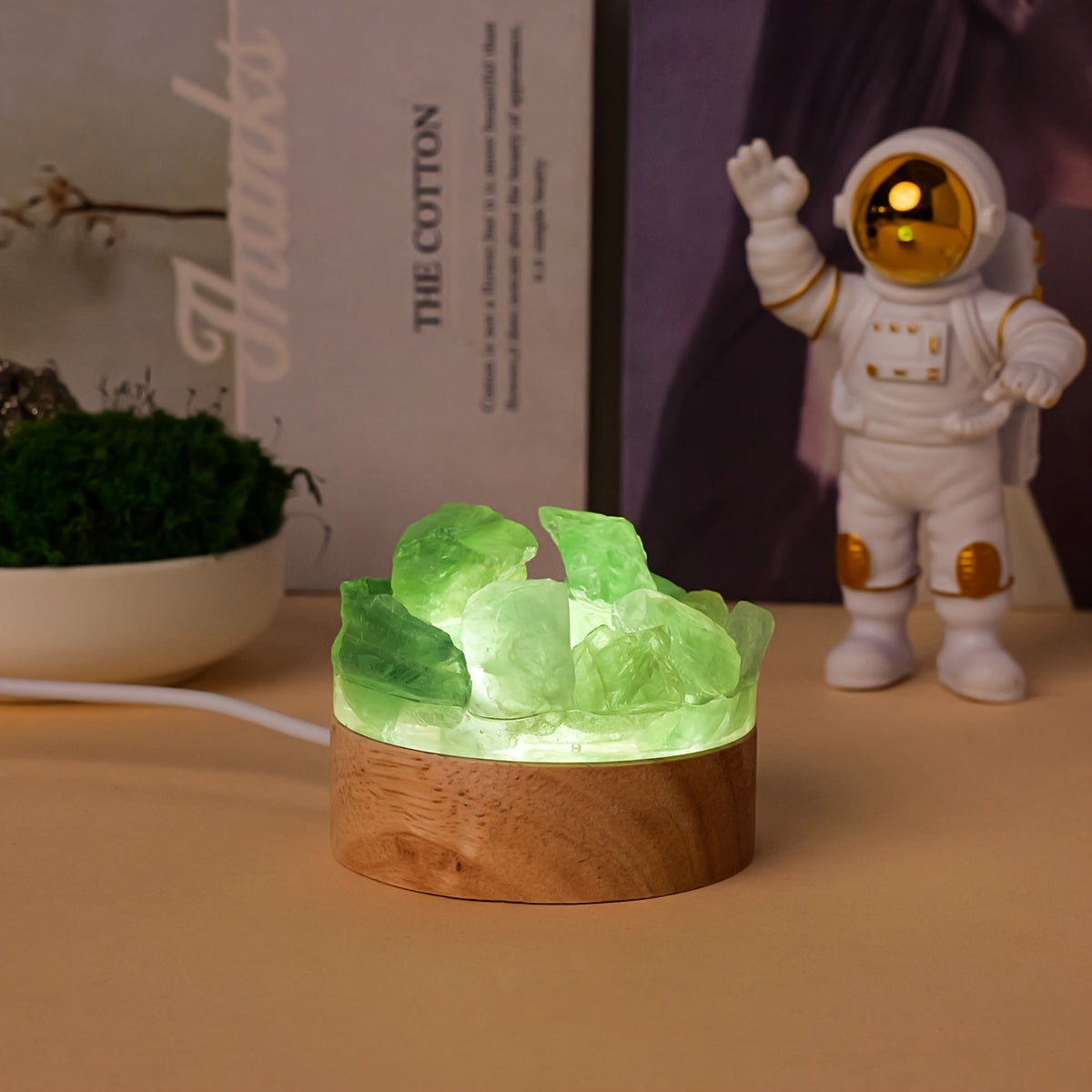1pc Natural Crystal Raw Stone Diffuser Stone USB Interface Night Light for Bedroom Bedside Ambiance Decorative Light Cozy Mother's Day Anniversary Gift