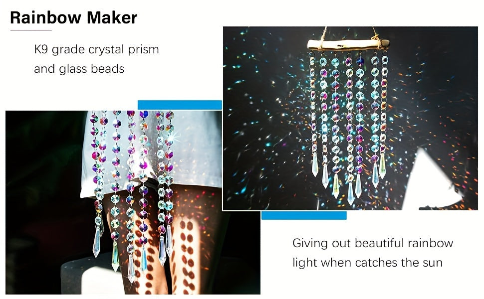 Handmade Garden Suncatcherss with Crystals Stones, Reflect Sunlight & Rainbow Maker Crystal Garden Suncatcherss Hanging Wind Chime, Yard Art Decor, Garden Garden Suncatcherss