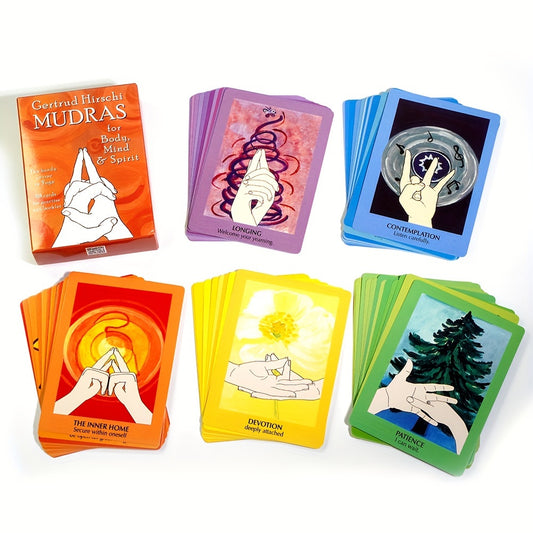 Luxury Edition Mudra Cards for Body and Mind - 108 Hand Gestures for Healing and Spiritual Growth - Educational Card Game for Adults and Teens - Premium Paper Material - Mystery Game Type