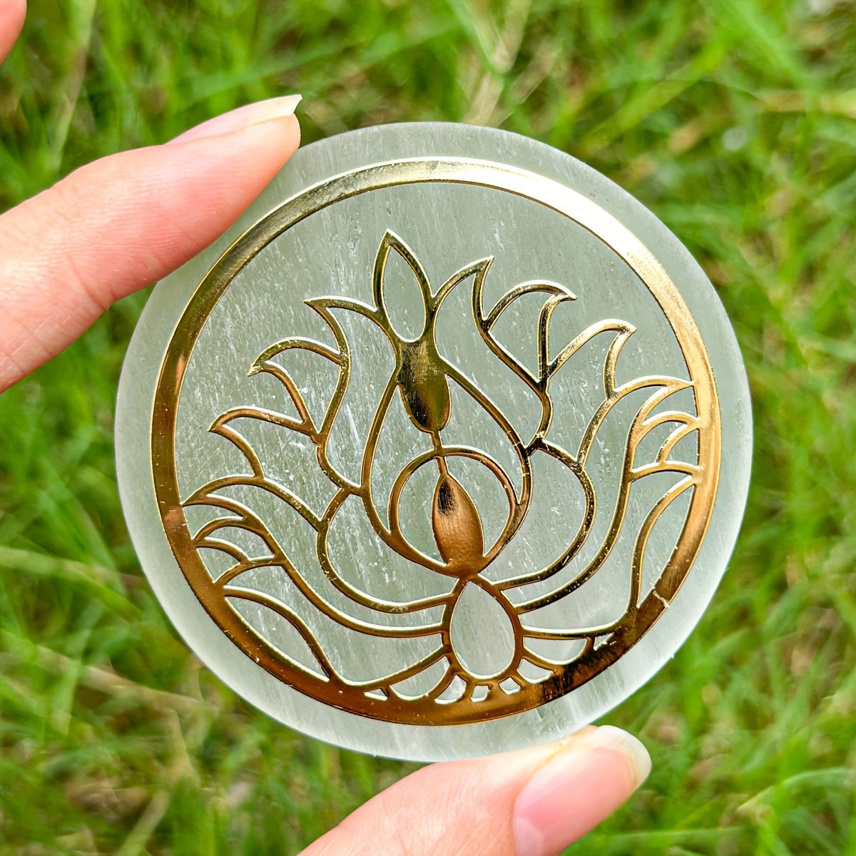 1pc Natural Selenite Slice, Irregular Crystal Stone Mixed Style Boho Star Moon Tree Flower Golden Tray Jewelry Accessories Art Craft Desktop Ornaments