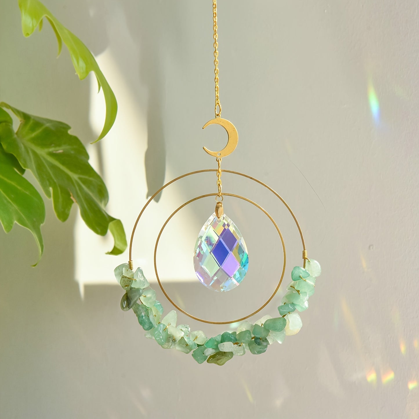UNICI Amethyst Crystal Sun Catcher - Bohemian Style Window Hanging with Glass Prism, Rainbow Light Reflector for Home & Garden Decor, Perfect Gift for Mother's Day, Valentine's, Housewarming