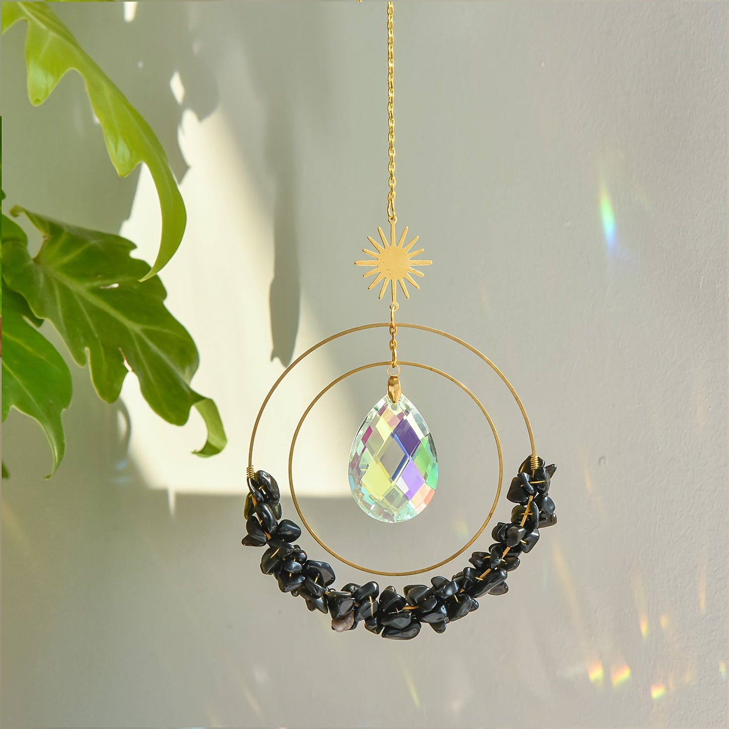 UNICI Amethyst Crystal Sun Catcher - Bohemian Style Window Hanging with Glass Prism, Rainbow Light Reflector for Home & Garden Decor, Perfect Gift for Mother's Day, Valentine's, Housewarming
