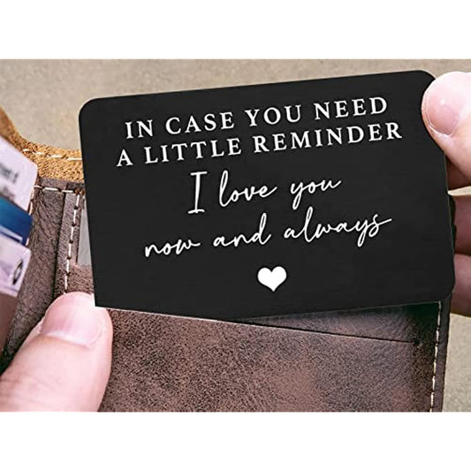 Personalized Engraved Wallet Card Decoration Gift for Boyfriend Husband - Aluminum Alloy - I Love You Message - For Wedding, Christmas, Valentine's Day, Birthday - Perfect Gift for Him