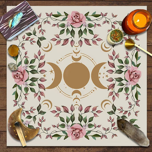 1pc, Triple Moon Altar Cloth Alter Cloth Tarot Cloth For Spread Tarot Reading Cloth Moon Phase Tarot Mat Altar Decor Witchy Witch, Party Decor, Party Supplies, Interactive Game, Party Game, Holiday Game, Creative Small Gift,