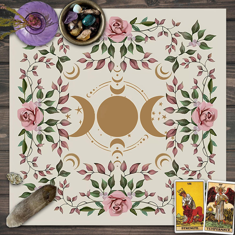 1pc, Triple Moon Altar Cloth Alter Cloth Tarot Cloth For Spread Tarot Reading Cloth Moon Phase Tarot Mat Altar Decor Witchy Witch, Party Decor, Party Supplies, Interactive Game, Party Game, Holiday Game, Creative Small Gift,