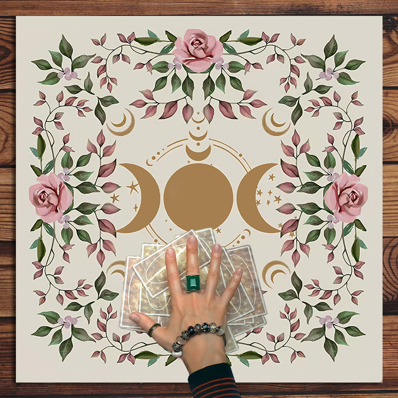 1pc, Triple Moon Altar Cloth Alter Cloth Tarot Cloth For Spread Tarot Reading Cloth Moon Phase Tarot Mat Altar Decor Witchy Witch, Party Decor, Party Supplies, Interactive Game, Party Game, Holiday Game, Creative Small Gift,