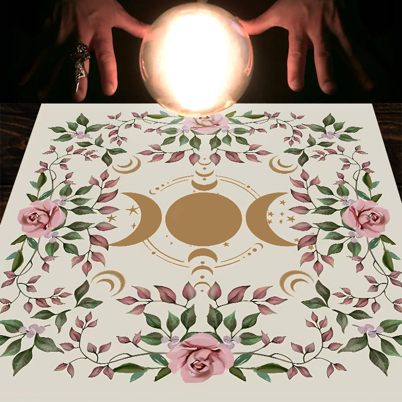 1pc, Triple Moon Altar Cloth Alter Cloth Tarot Cloth For Spread Tarot Reading Cloth Moon Phase Tarot Mat Altar Decor Witchy Witch, Party Decor, Party Supplies, Interactive Game, Party Game, Holiday Game, Creative Small Gift,