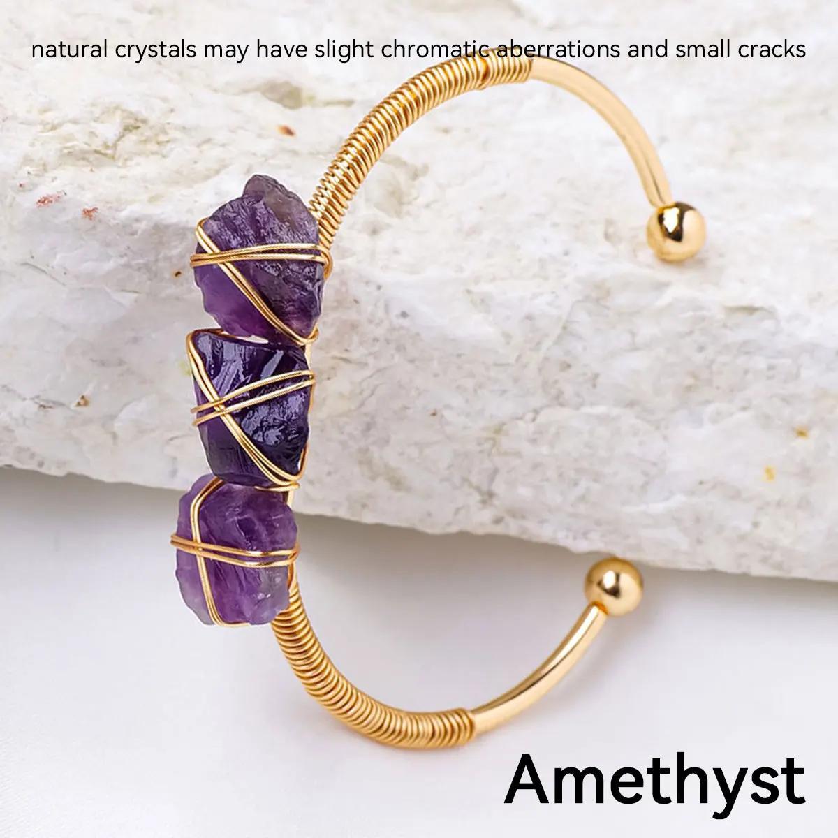 Runyangshi Natural Crystal Bracelet - Raw Stone for Women, Protection & Meditation, Perfect for Yoga, Reiki, Chakras - Versatile for All Seasons, 1pc, Bracelet