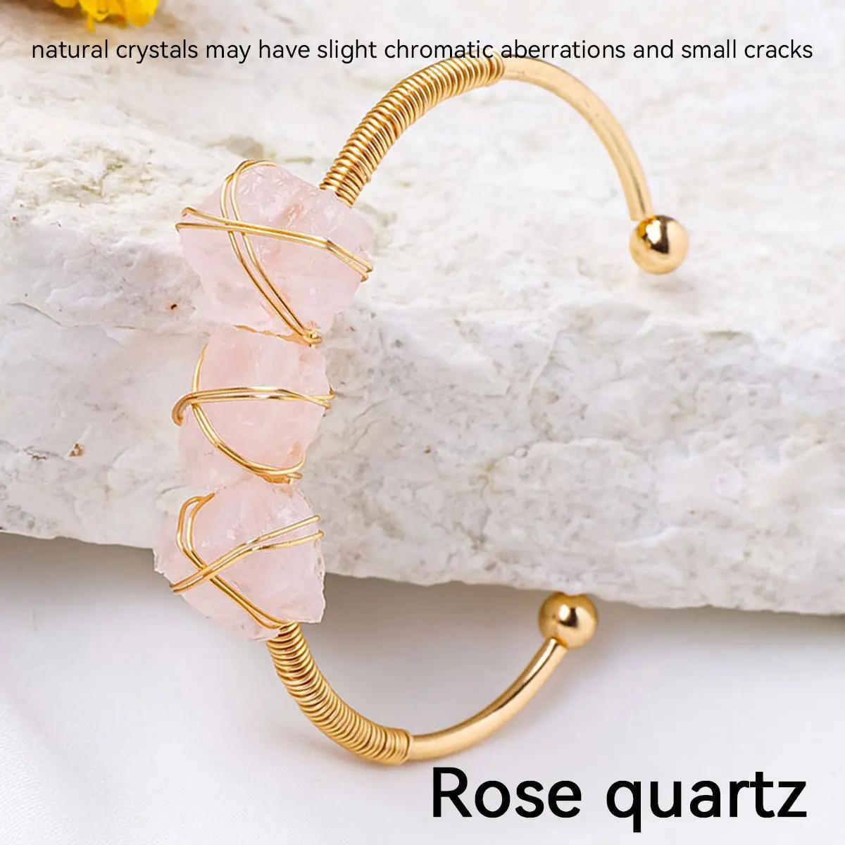 Runyangshi Natural Crystal Bracelet - Raw Stone for Women, Protection & Meditation, Perfect for Yoga, Reiki, Chakras - Versatile for All Seasons, 1pc, Bracelet