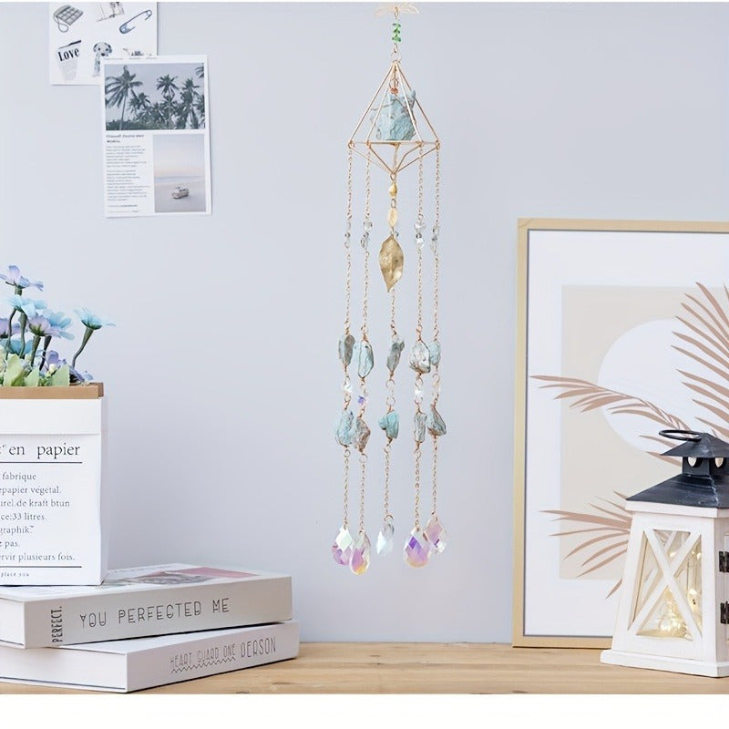 Sunshine Catcher Wind Chime - Crystal Prism Ball, Metal Garden Pendant & Wall Art for Living Room, Nursery, Bedroom Decor