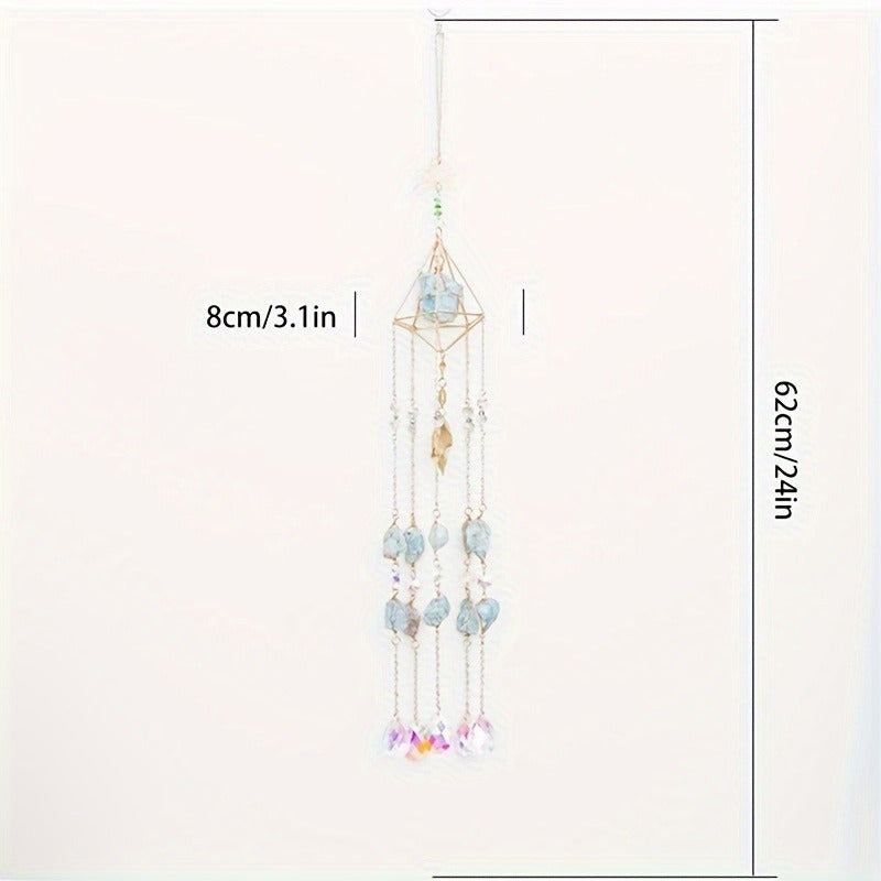 Sunshine Catcher Wind Chime - Crystal Prism Ball, Metal Garden Pendant & Wall Art for Living Room, Nursery, Bedroom Decor