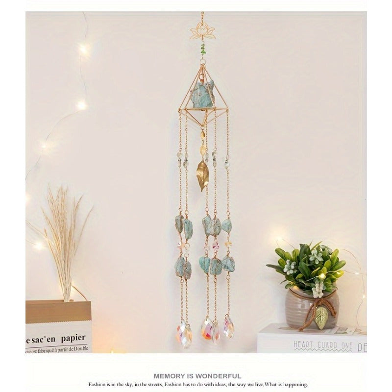 Sunshine Catcher Wind Chime - Crystal Prism Ball, Metal Garden Pendant & Wall Art for Living Room, Nursery, Bedroom Decor