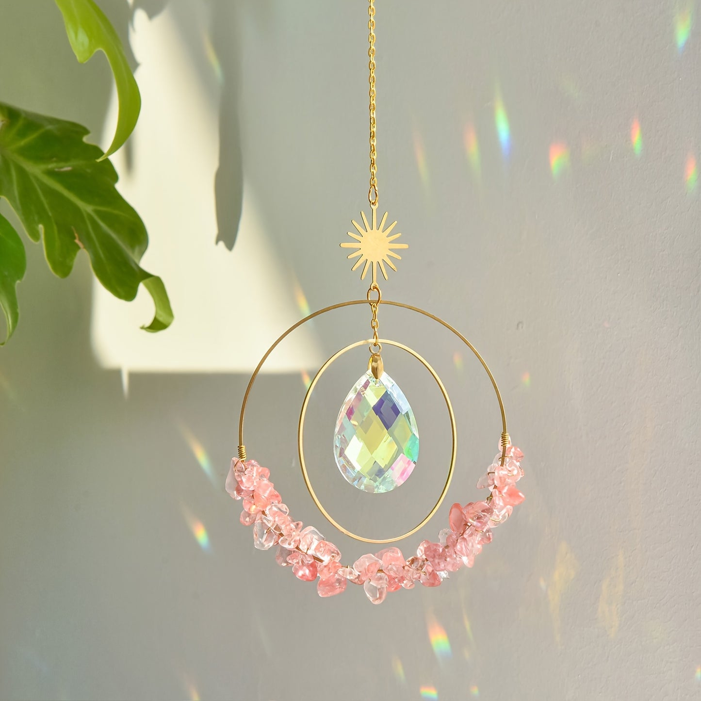 UNICI Amethyst Crystal Sun Catcher - Bohemian Style Window Hanging with Glass Prism, Rainbow Light Reflector for Home & Garden Decor, Perfect Gift for Mother's Day, Valentine's, Housewarming