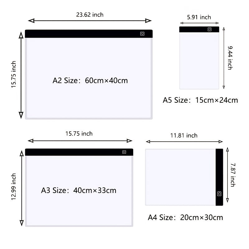 A2/A3/A4/A5 Copy Board Three Layers Dimmable Led Light Pad Eye Protection Easier Drawing Board Pad Tracing Light Box For Rhinestone Painting Thanksgiving, Christmas Gift Easter Gift -winter, new year