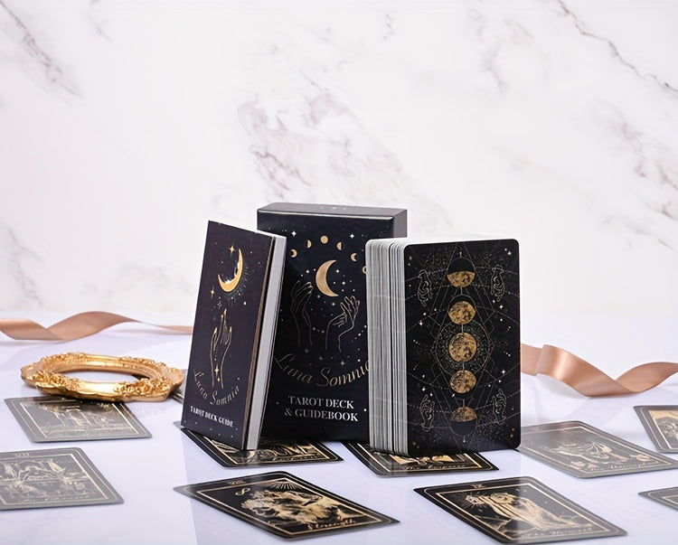 KEPNOY Luna Somnia Tarot Deck with Guidebook, 78-Card Standard Size, Paper Material, Fortune Telling Game for Halloween, Christmas, Thanksgiving Gift