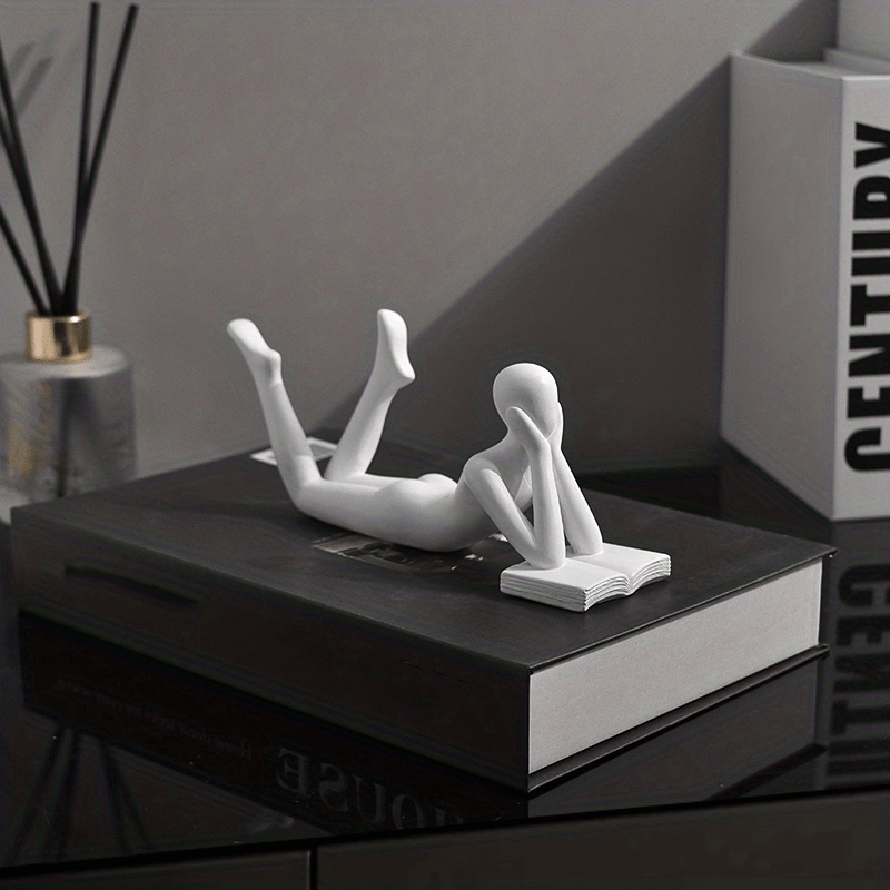 1pc, A Thinker Reads A Book Decoration, A Reader Resin Handicraft, A Home Study Garden Decoration, Room Decor, Home Decor, Scene Decor