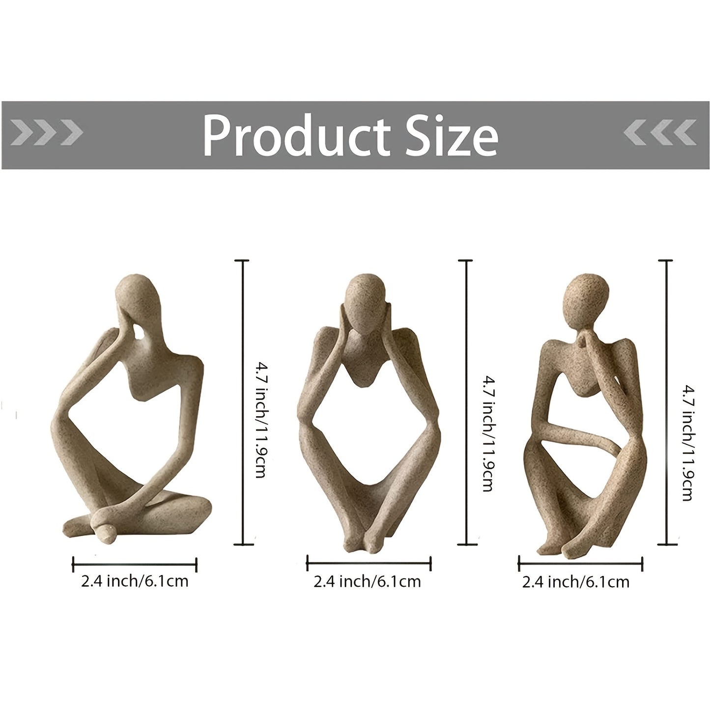 3pcs Modern Abstract Thinker Statue Sculpture Resin Statues For Bookshelf Decor Home Decor Home Office Shelf Desktop Decor
