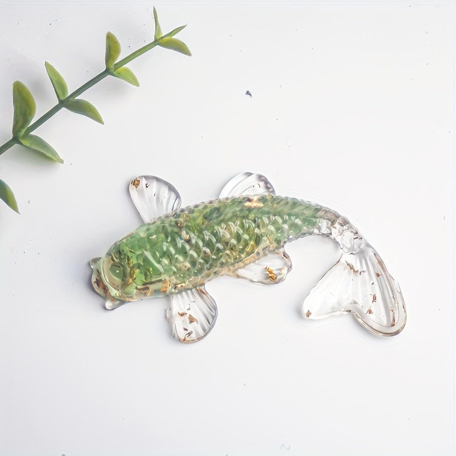 1pc Elegant Crystal Fish Ornament - Handcrafted Resin & Natural Crystal Gravel, Golden-Scaled Purple Koi Fish Design, Ideal for Home Decor, Perfect Gift