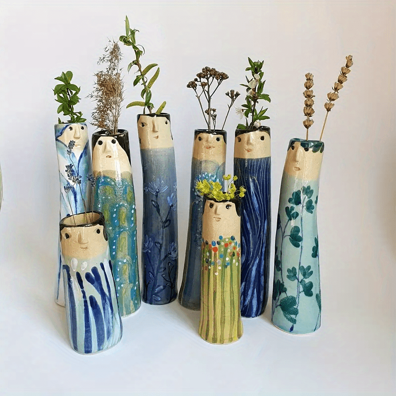 1pc Resin Spring Family Bud Vase, Bohemian Character Vase for Shelf Decor, Bathroom, Bedroom, Home Office, Wife Gift