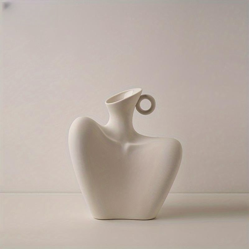 Unique Collarbone Statue Vase - Modern Abstract Ceramic Art for Minimalist Home Decor, Living Room Centerpieces, Rustic Farmhouse Table Decoration, and Room Decor - Perfect Eid Al-Adha Mubarak Gift Idea