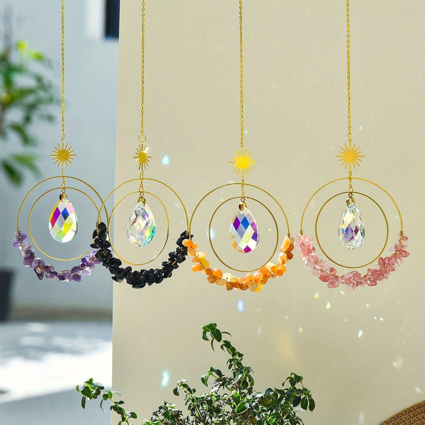 UNICI Amethyst Crystal Sun Catcher - Bohemian Style Window Hanging with Glass Prism, Rainbow Light Reflector for Home & Garden Decor, Perfect Gift for Mother's Day, Valentine's, Housewarming