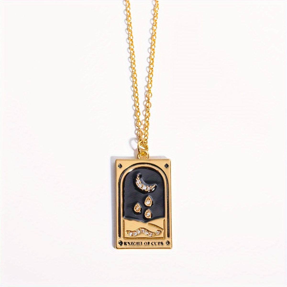 1pc Vintage Tarot Necklace with Sun Moon Heart World Card Pendants - Golden-Tone -Coated Astrology Symbols, Elegant Celestial Jewelry for Women, Casual Attire & Gift Idea, Zodiac Jewelry, Intricate Detailing, Bead Chain