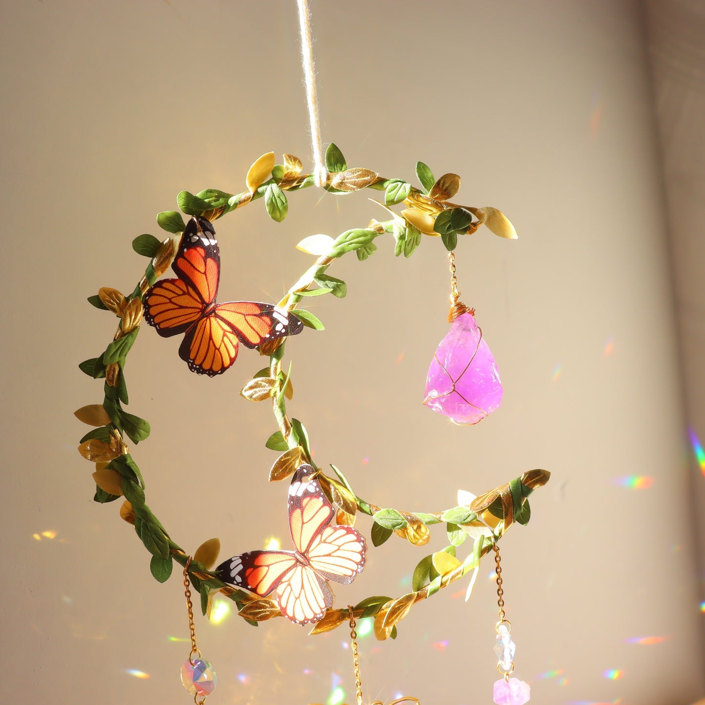 1pc Crystal Sun Catcher, Moon Wind Chime Pendant For Wedding Party Home Decoration Car Hanging Hanging Ornament Suncatcher, Photo Props, Outdoor Decor